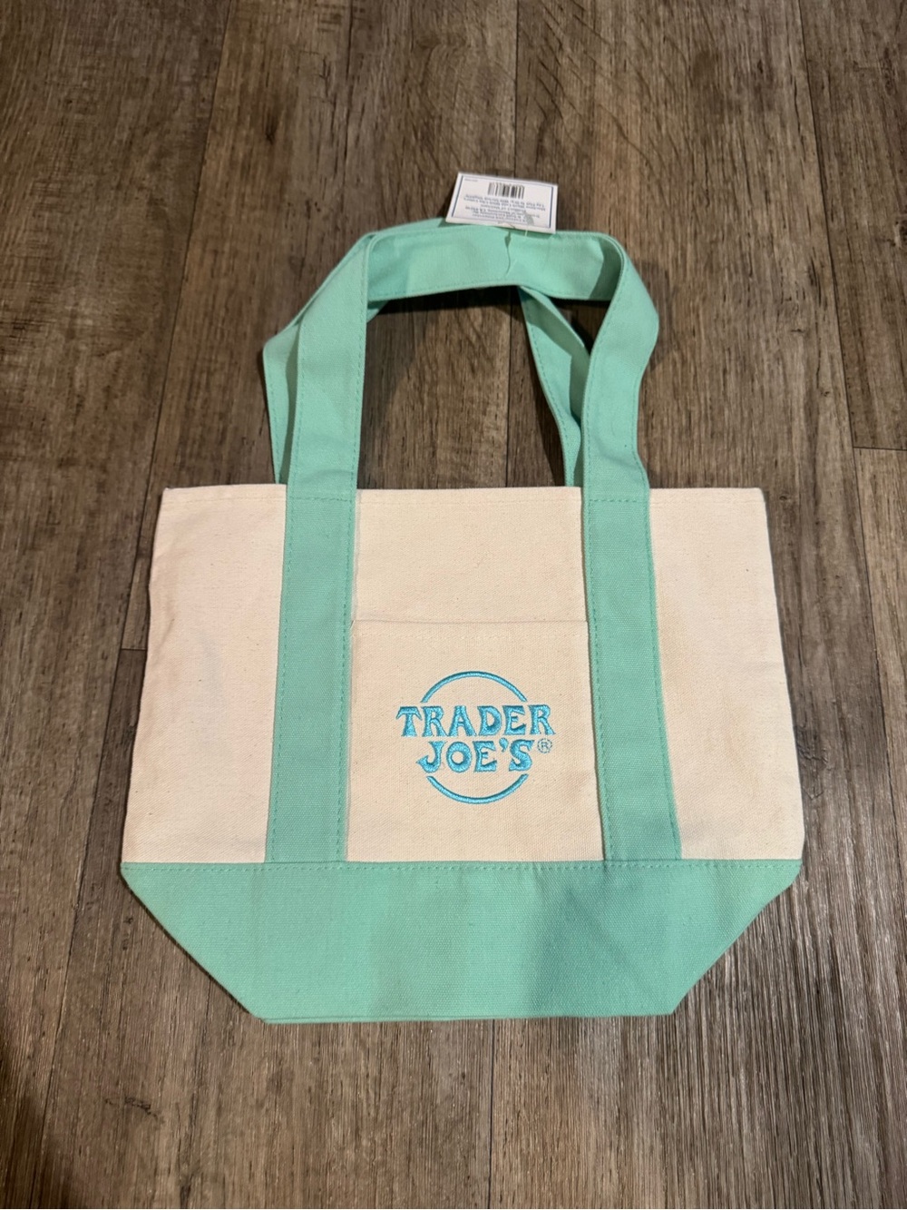 Trader Joe's Mint and Cream Canvas Tote